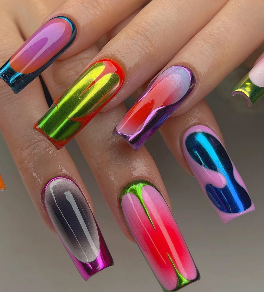 Futuristic Chrome Abstract Stiletto Nails Futuristic Chrome Abstract Stiletto Nails — Best Unique Nails