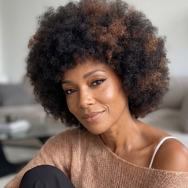 Voluminous Shoulder Length Afro — Black Wig Ideas