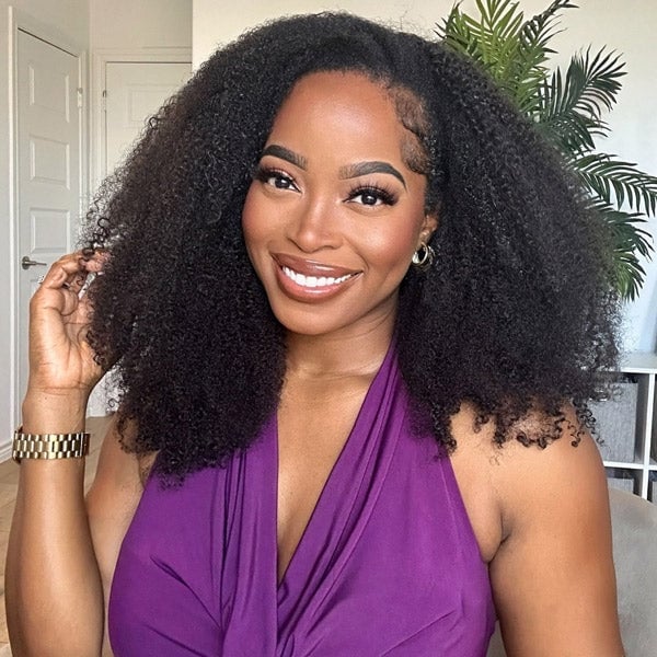 Thick Curly Afro With Side Part — Black Wig Ideas