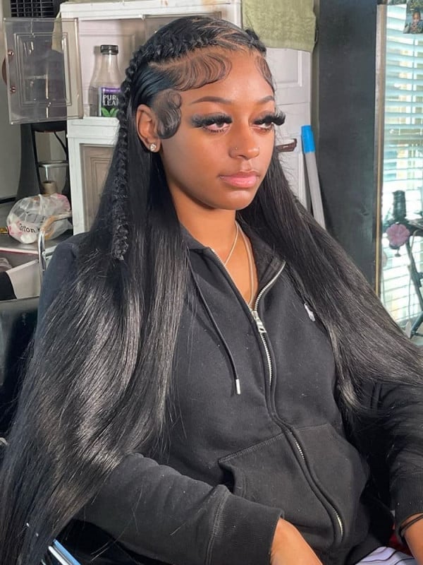 Mid-Back Layers With Curtain Bangs — Black Wig Ideas