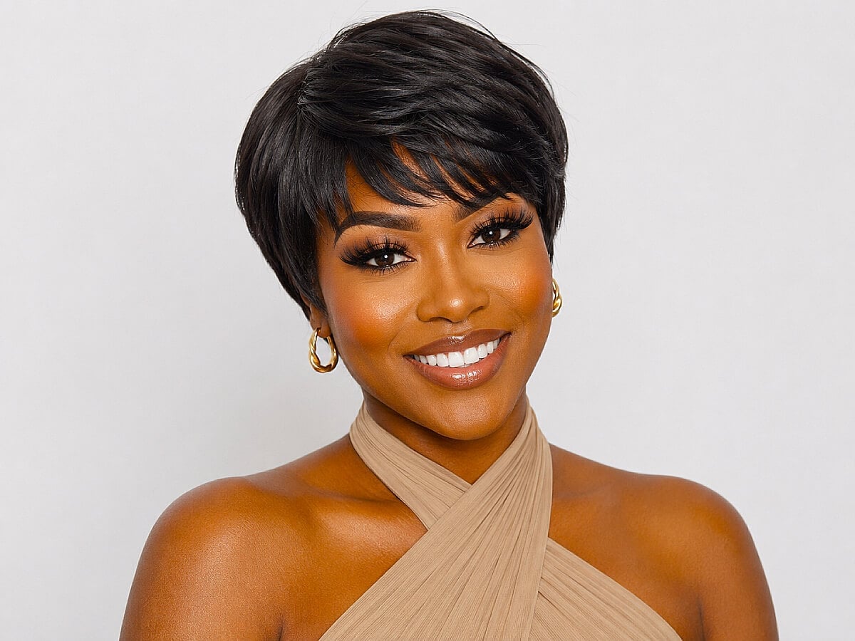 Textured Pixie Cut With Side-Swept Bangs — Black Wig Ideas