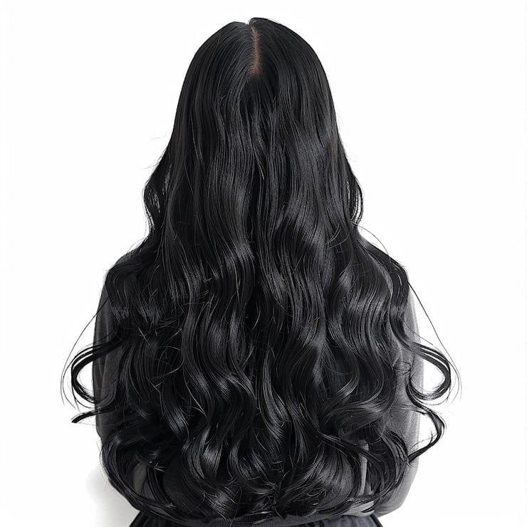 Mid-Back Wavy Blowout — Black Wig Ideas