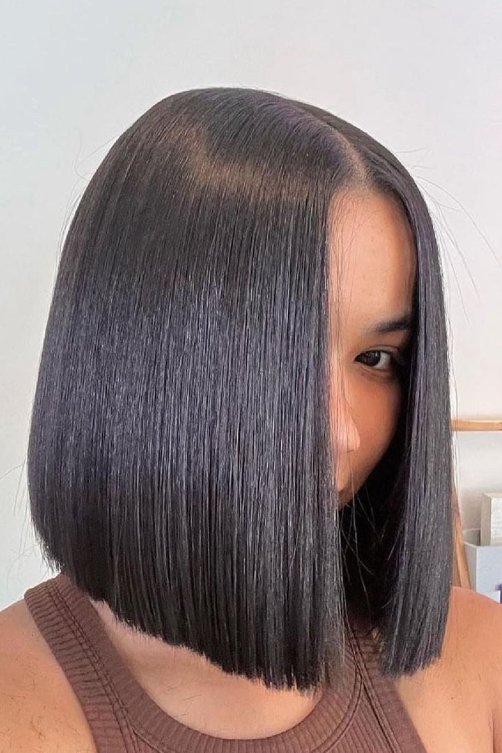 Collarbone Length Blunt Bob With Air Dried — Black Wig Ideas