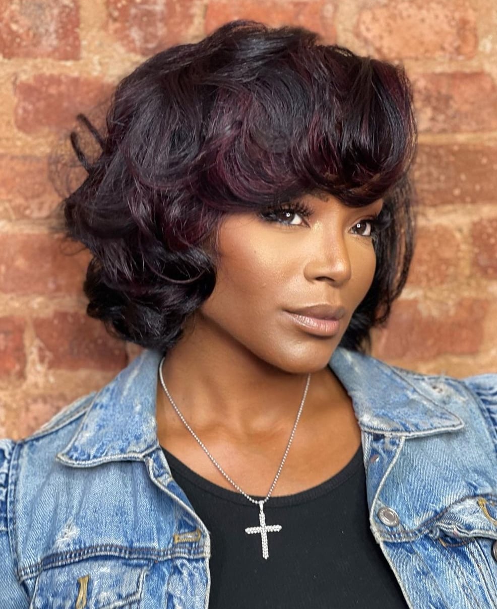 Layered Bob With Curtain Bangs — Black Wig Ideas