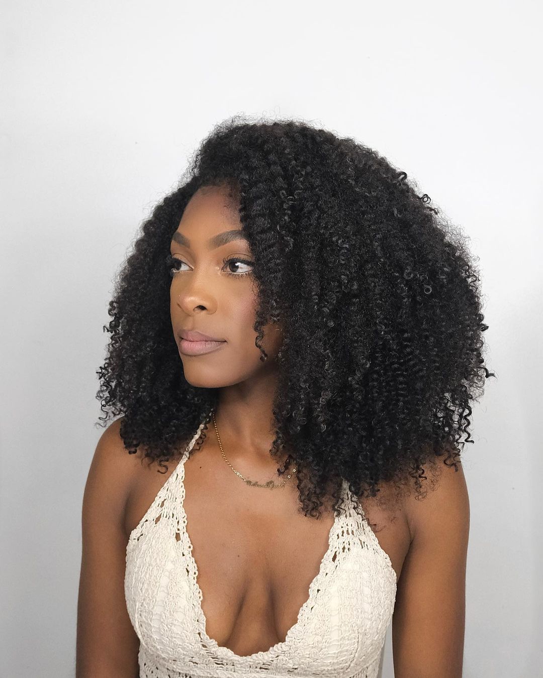 Shoulder Length Natural Curls — Black Wig Ideas