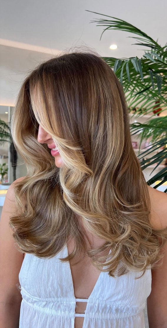 Brown Base With Sun-Kissed Blonde Highlights — Blonde Highlights Hair Inspiration
