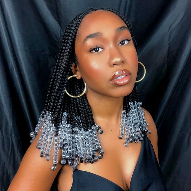 Chin Length Black Box Braids with Beads Chin Length Black Box Braids with Beads — Braids Easy Ideas