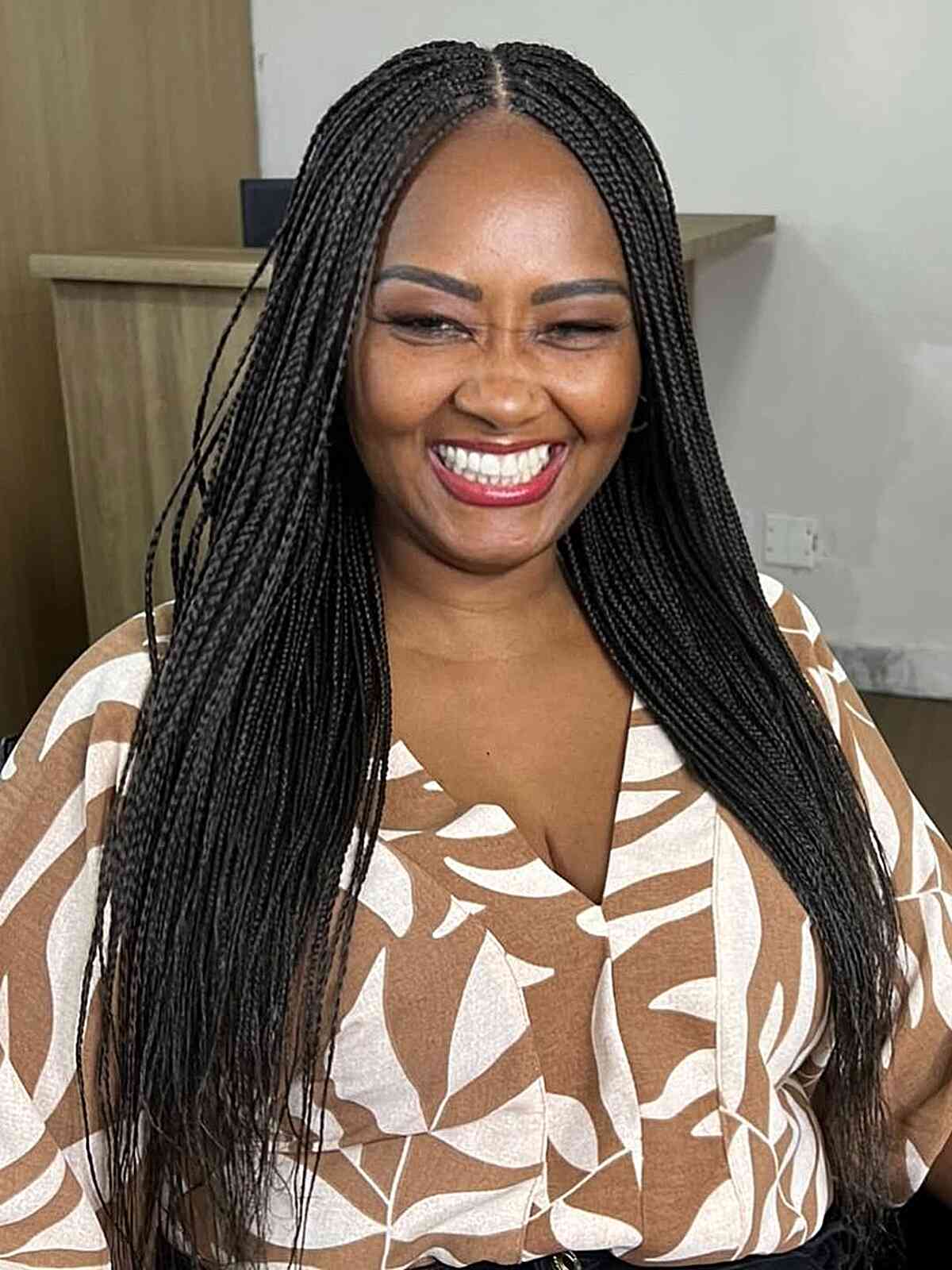 Sleek Mid-Back Micro Braids, Close-Up Take Sleek Mid-Back Micro Braids, Close-Up Take — Braids to the Back Ideas