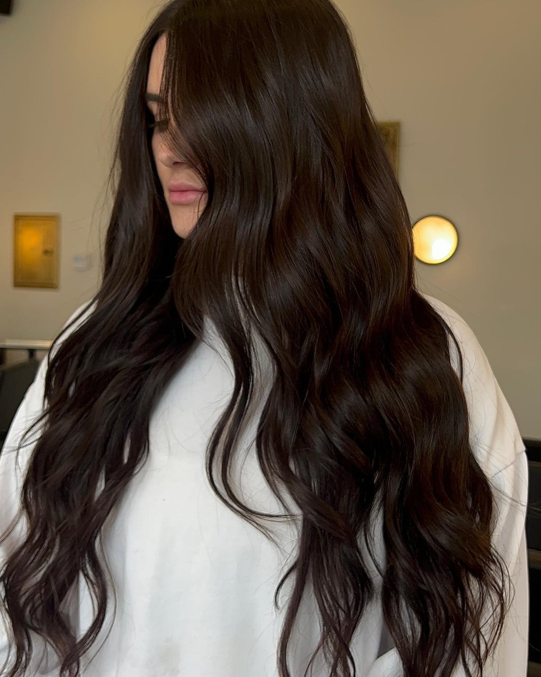 Deep Dark Brown Straight Blowout — Brunette Hair Inspiration