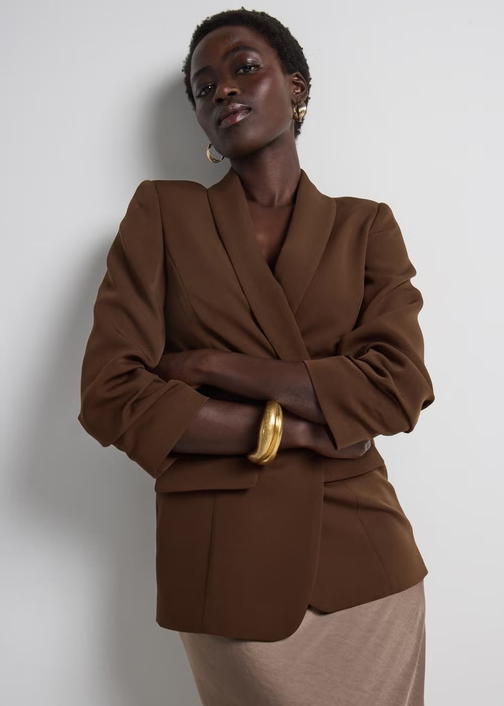 Brown Blazer with Wide Lapels Brown Blazer with Wide Lapels — Chic Brown Blazer Outfit