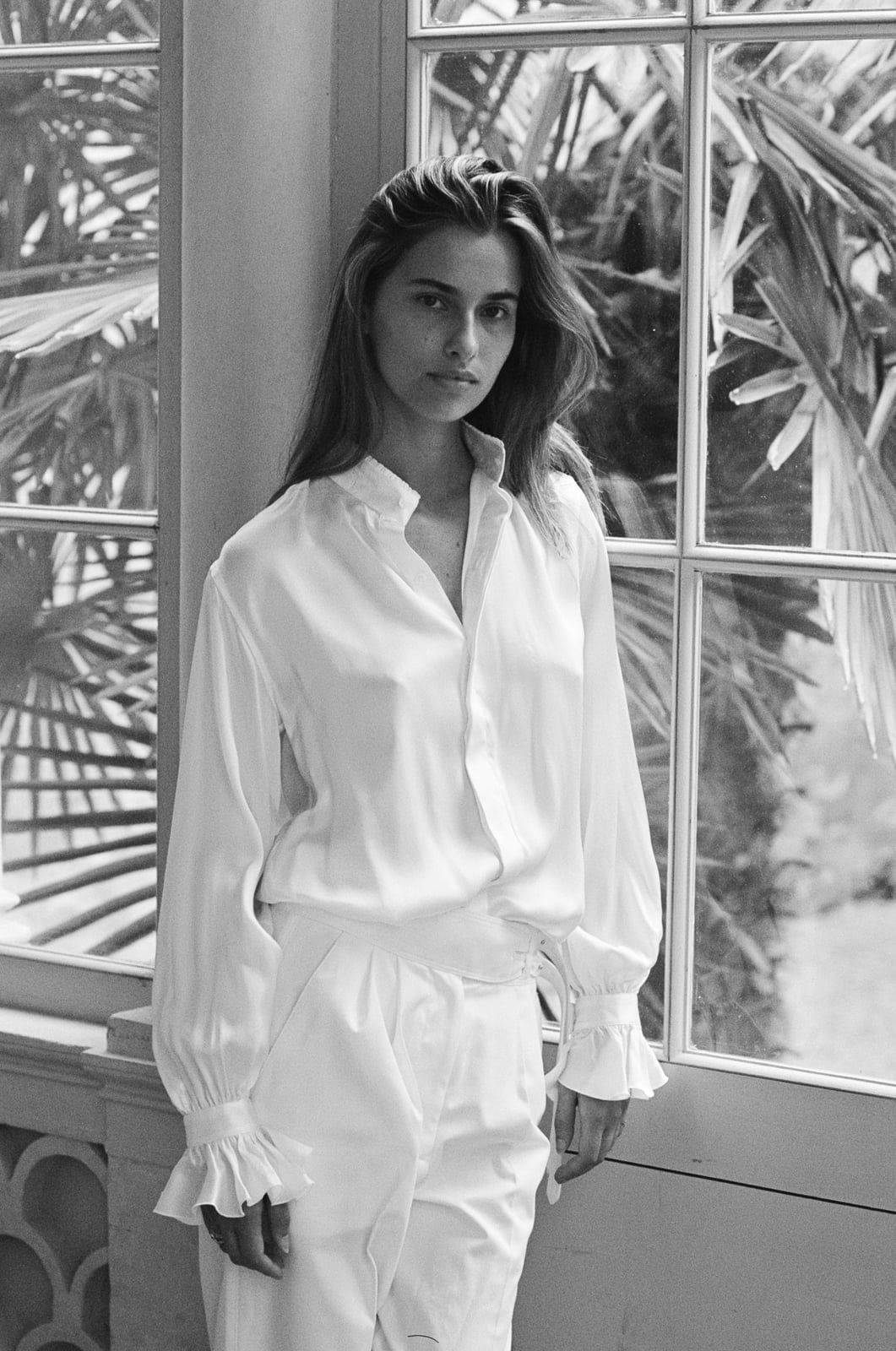 White Silk Blouse and Wide-Leg Trousers — Chic Femme Outfit