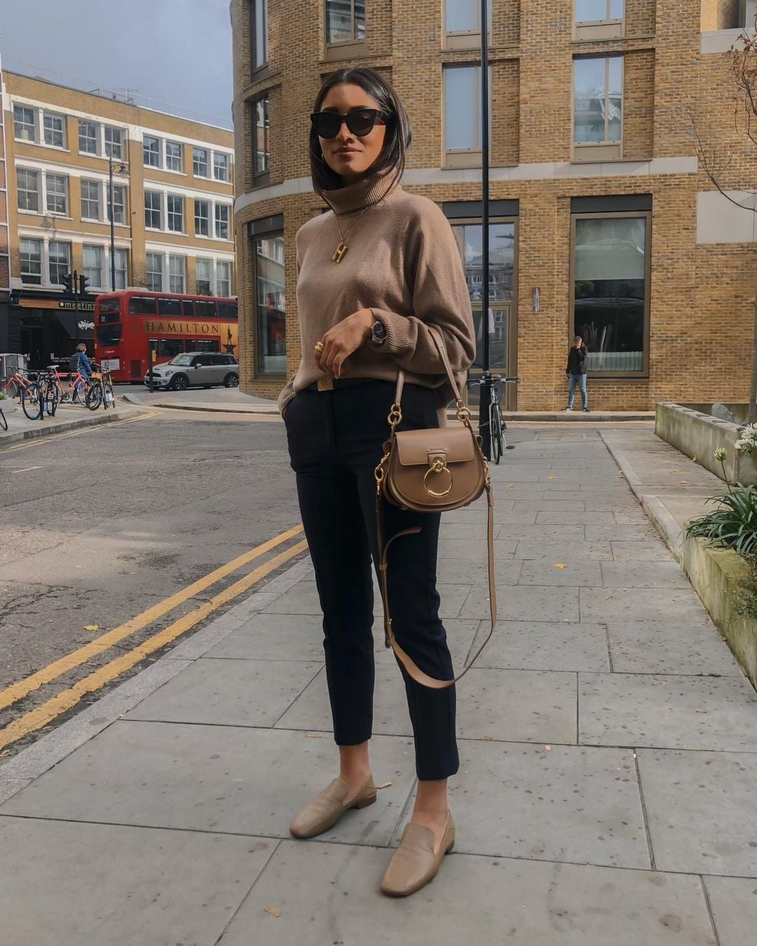 Brown Turtleneck with Black Slim-Fit Trousers Brown Turtleneck with Black Slim-Fit Trousers — Chic Style Inspo