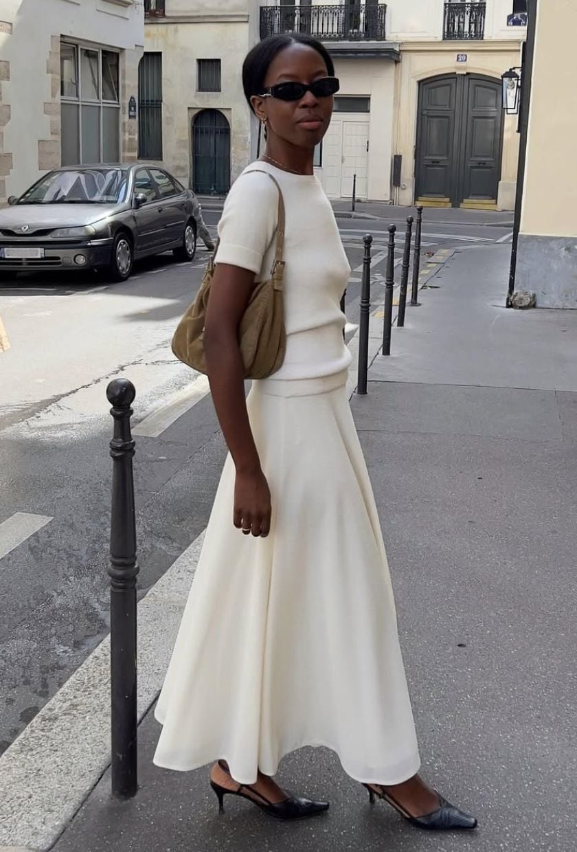 Ivory Knit Top and A-Line Maxi Skirt Ivory Knit Top and A-Line Maxi Skirt — Chic Style Inspo