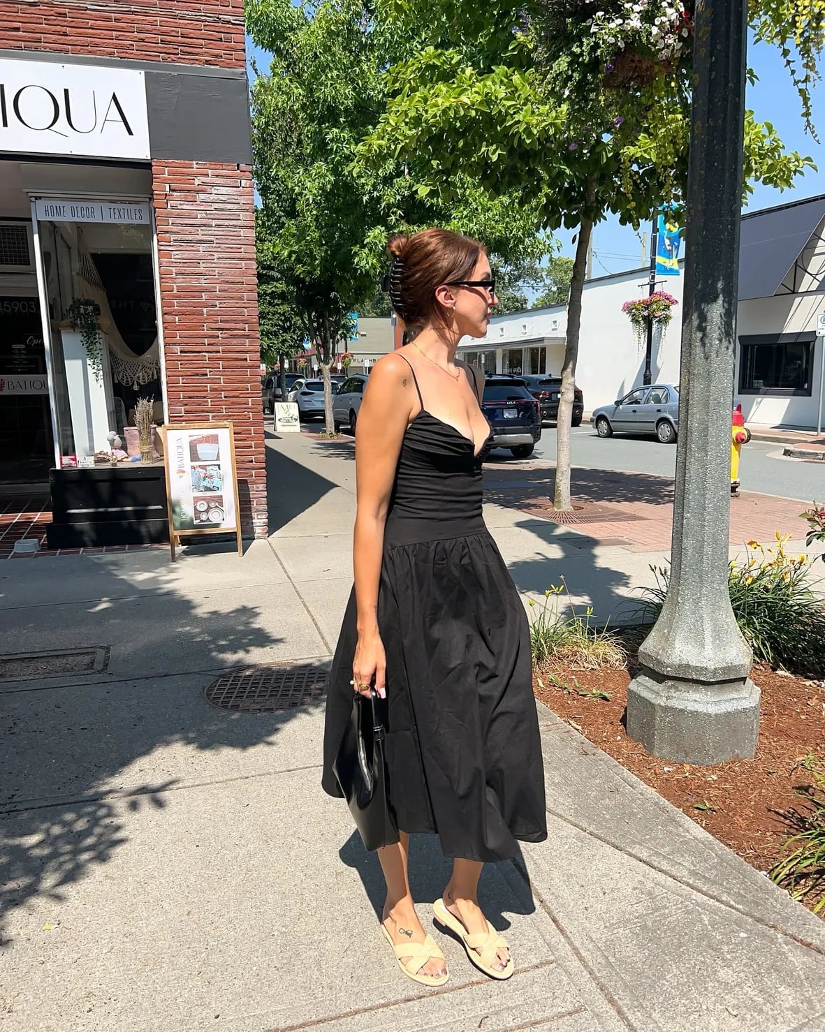 Black Midi Dress with Full Skirt Black Midi Dress with Full Skirt — Chic Style Inspo