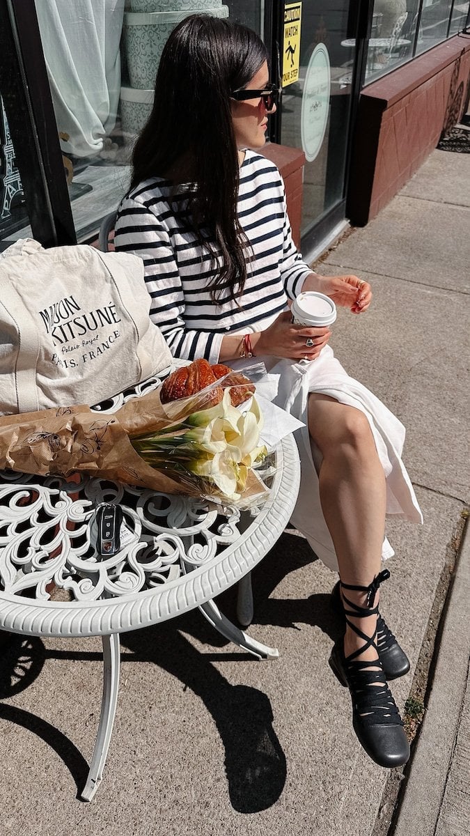 Striped Top and White Skirt Casual Chic Striped Top and White Skirt Casual Chic — Chic Style Inspo