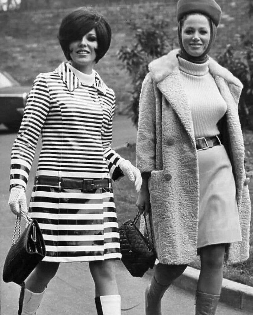 Striped Mini Dress with Turtleneck and Boots — Classy 60s Outfits