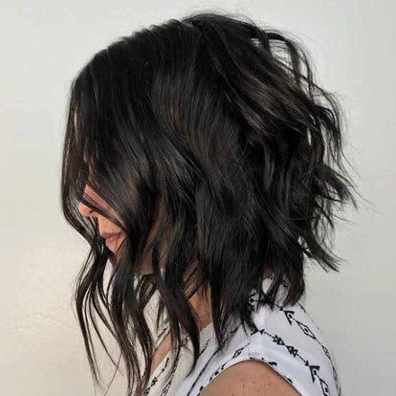 Dark Brown A-Line Bob Loose Waves Dark Brown A-Line Bob Loose Waves — Classy A-Line Bob