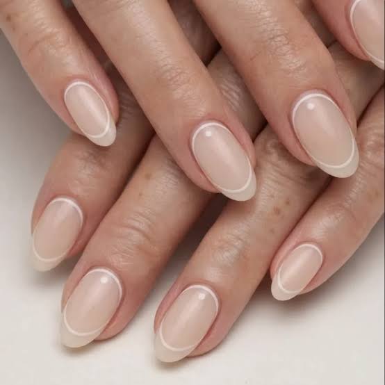 Short Almond Outline French Nails Short Almond Outline French Nails — Classy Acrylic Nails