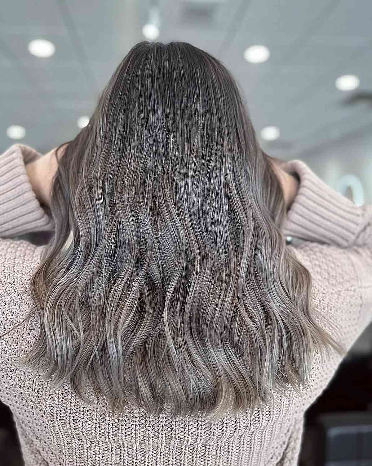 Mid-Back Ash Blonde With Root Shadow Mid-Back Ash Blonde With Root Shadow — Classy Ash Blonde
