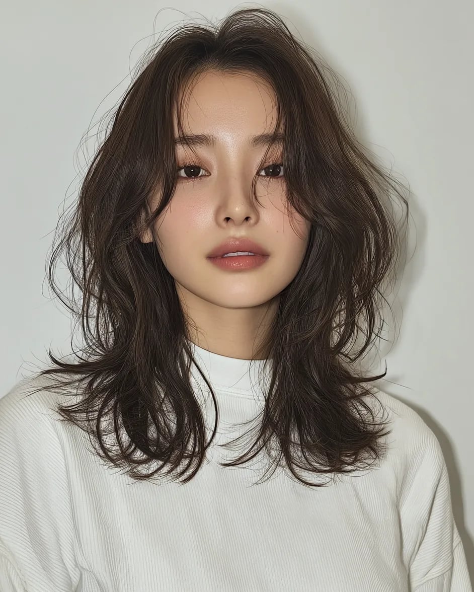 Collarbone Lob With Layers and Curtain Bangs — Classy Asian Haircuts