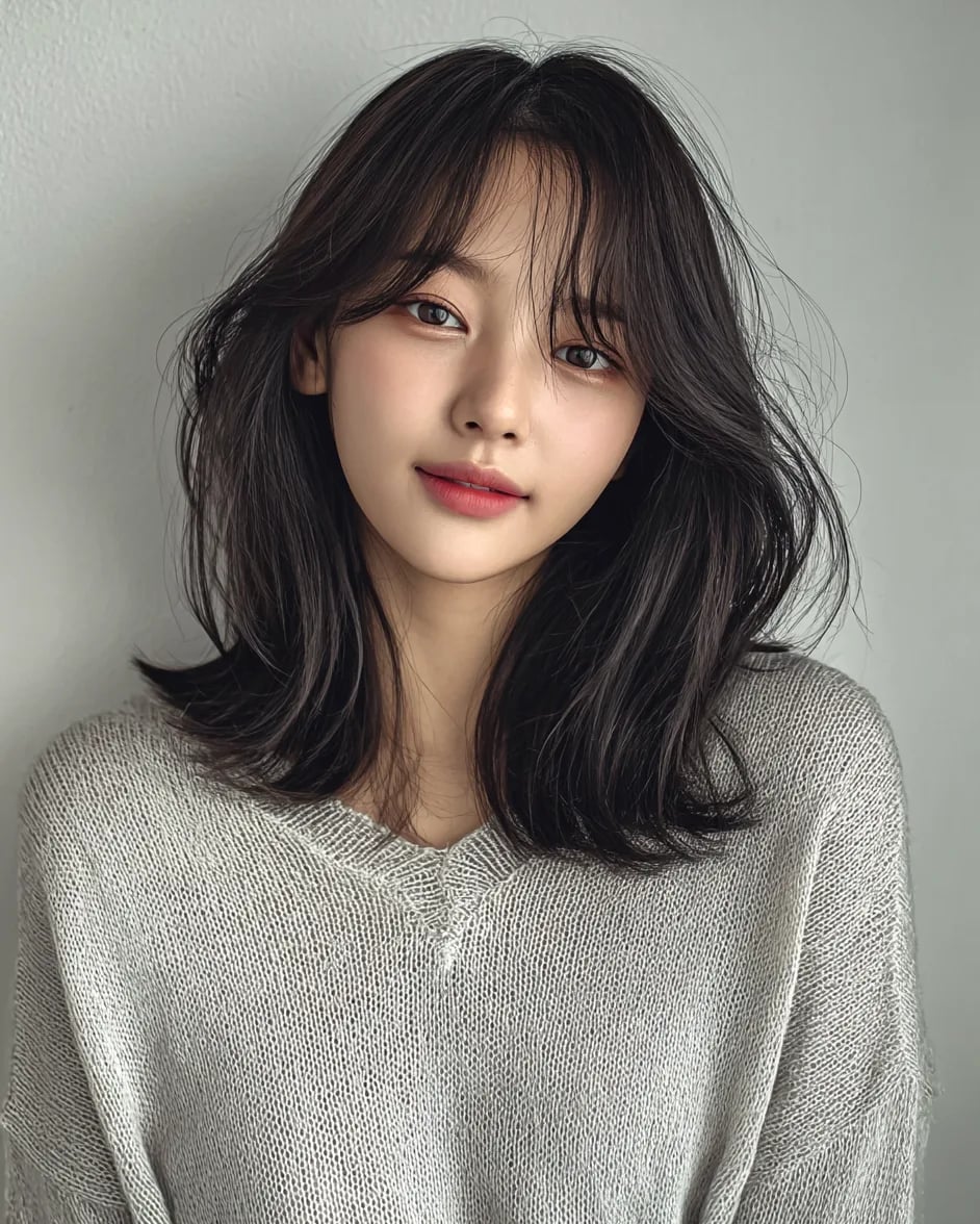 Collarbone Long Bob With Curtain Bangs — Classy Asian Haircuts