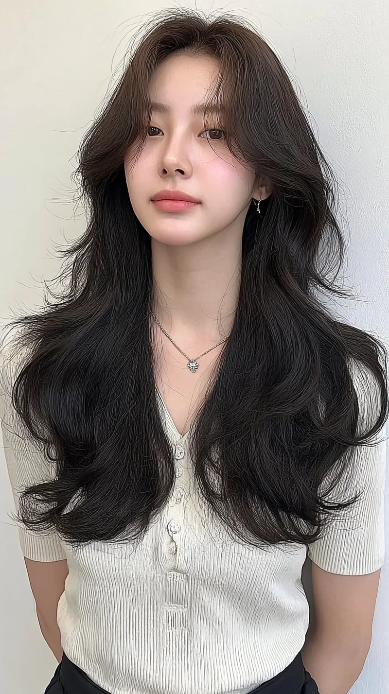 Mid Back Length With Face-Framing Layers — Classy Asian Haircuts