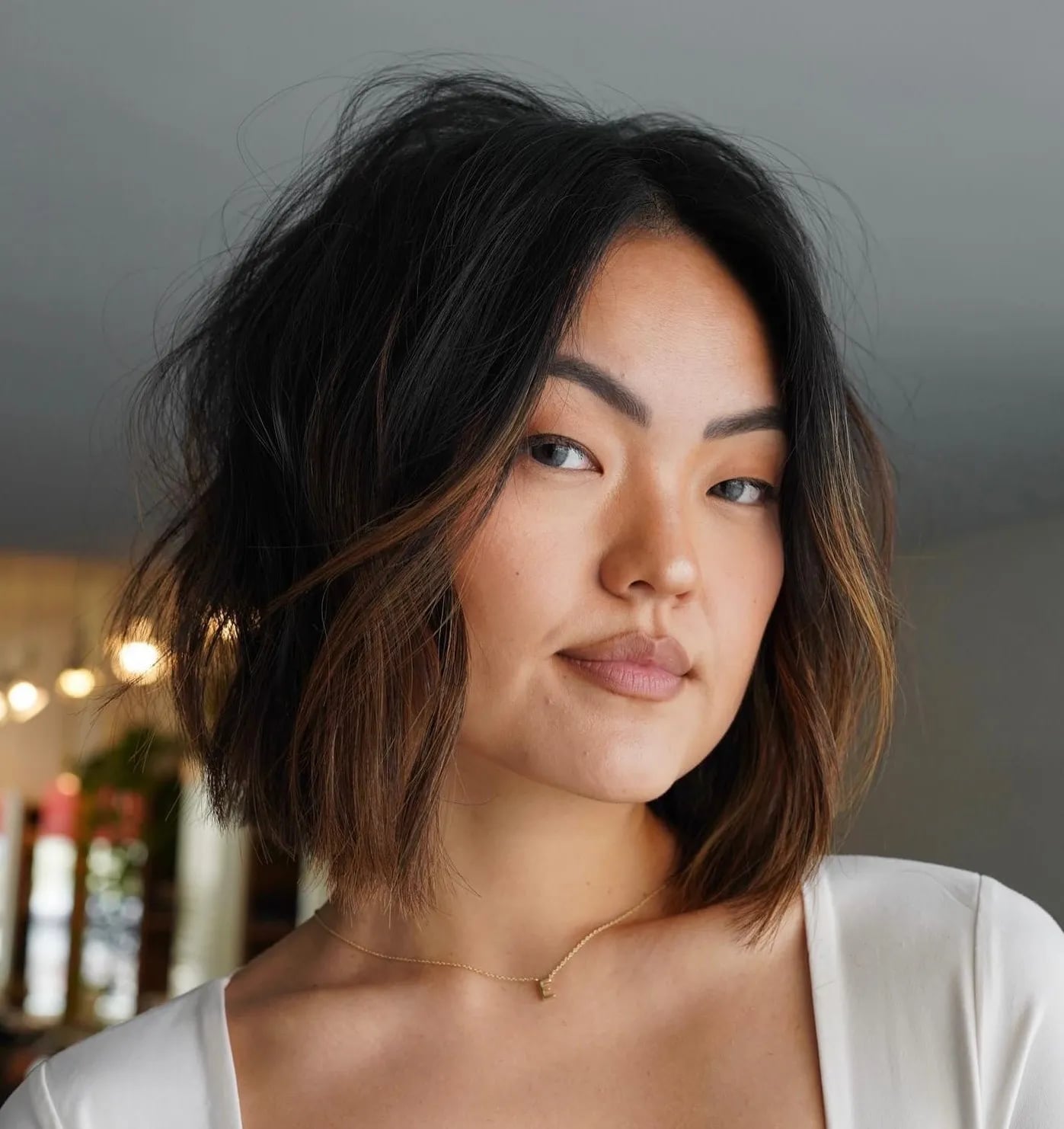 Chin Length Blunt Bob With Choppy Ends — Classy Asian Haircuts