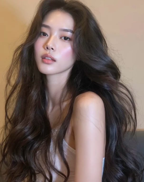 Mid-Back Wavy Hair With Glossy Waves Mid-Back Wavy Hair With Glossy Waves — Classy Asian Hairstyles