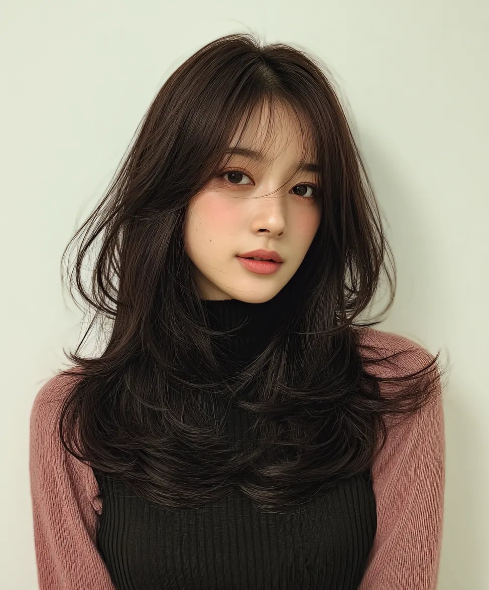Long Layered Dark Brown Hair With Smooth Blowout Long Layered Dark Brown Hair With Smooth Blowout — Classy Asian Hairstyles