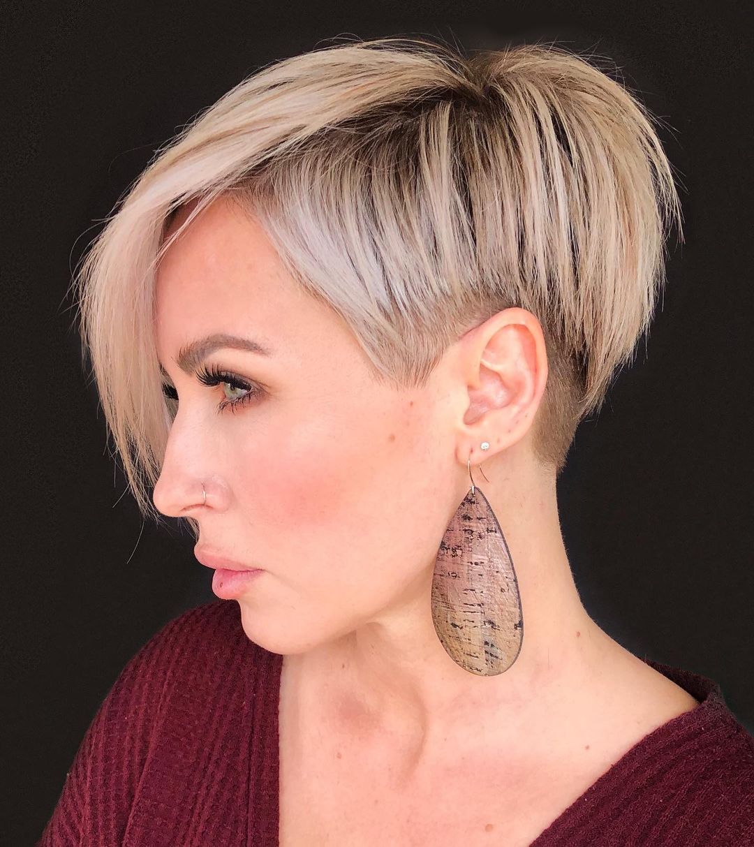 Platinum Blonde Pixie With Undercut Platinum Blonde Pixie With Undercut — Classy Asymmetrical Pixie