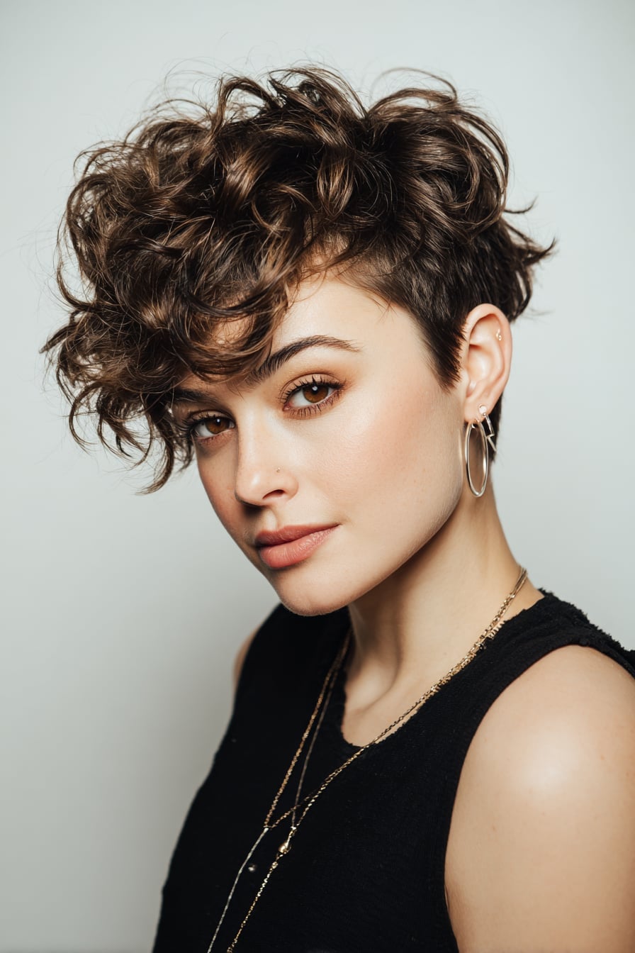 Natural Curly Asymmetrical Pixie Natural Curly Asymmetrical Pixie — Classy Asymmetrical Pixie