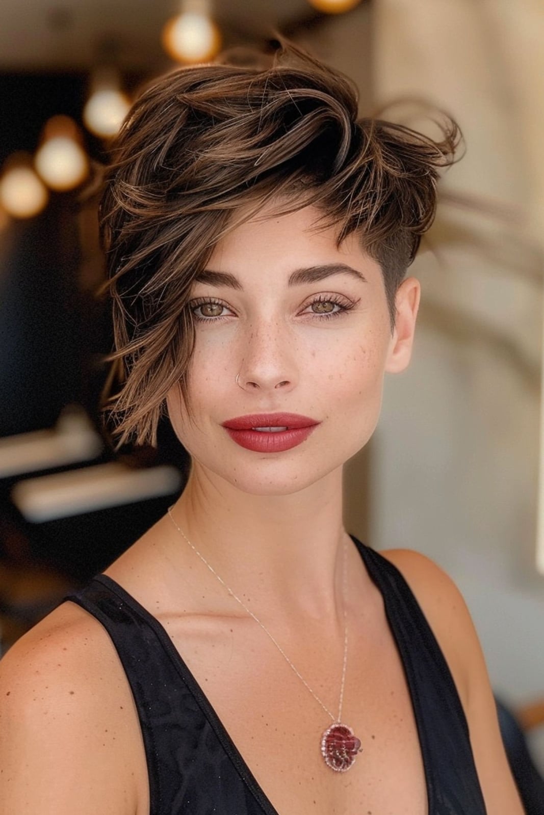 Textured Asymmetrical Pixie With Blonde Highlights Textured Asymmetrical Pixie With Blonde Highlights — Classy Asymmetrical Pixie