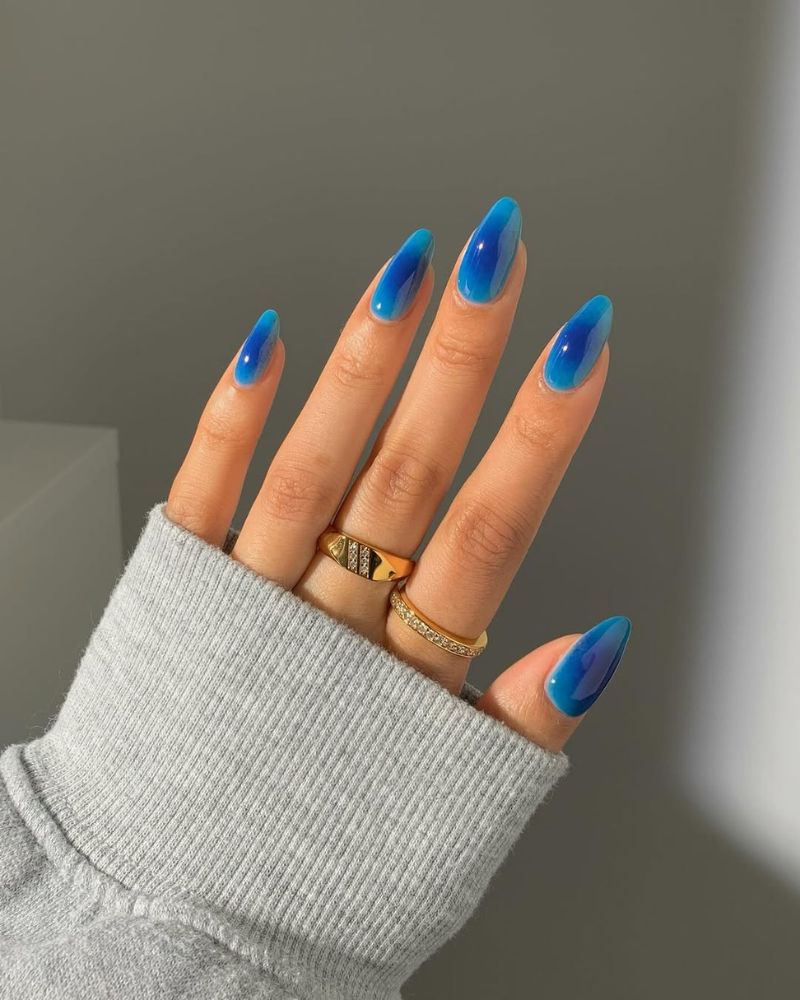 Medium Almond Blue Aura Jelly Nails — Classy Aura Nails