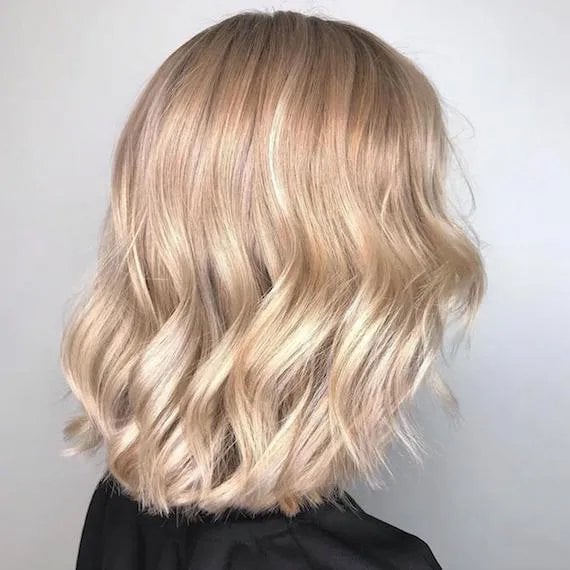 Collarbone Bob Side Part Ash Blonde, Close-Up Take — Classy Balayage Bob
