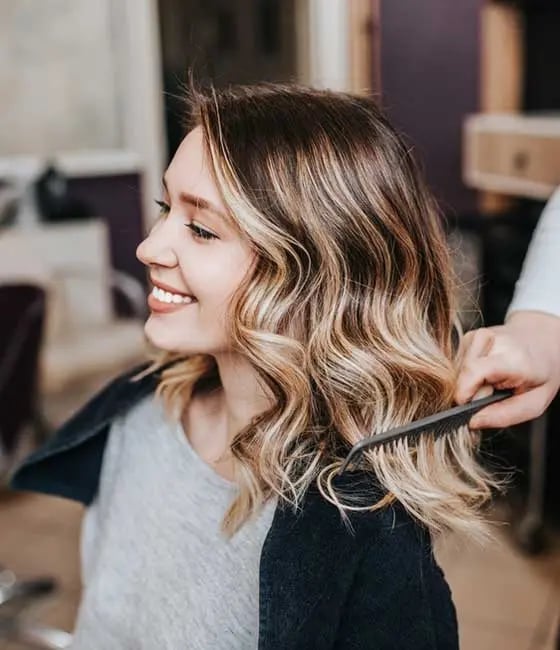 Dark Blonde Lob With Caramel Balayage Dark Blonde Lob With Caramel Balayage — Classy Balayage Highlights