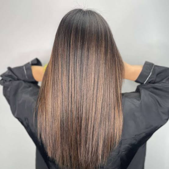 Dark Brown Mid-Back With Caramel Balayage Dark Brown Mid-Back With Caramel Balayage — Classy Balayage Highlights