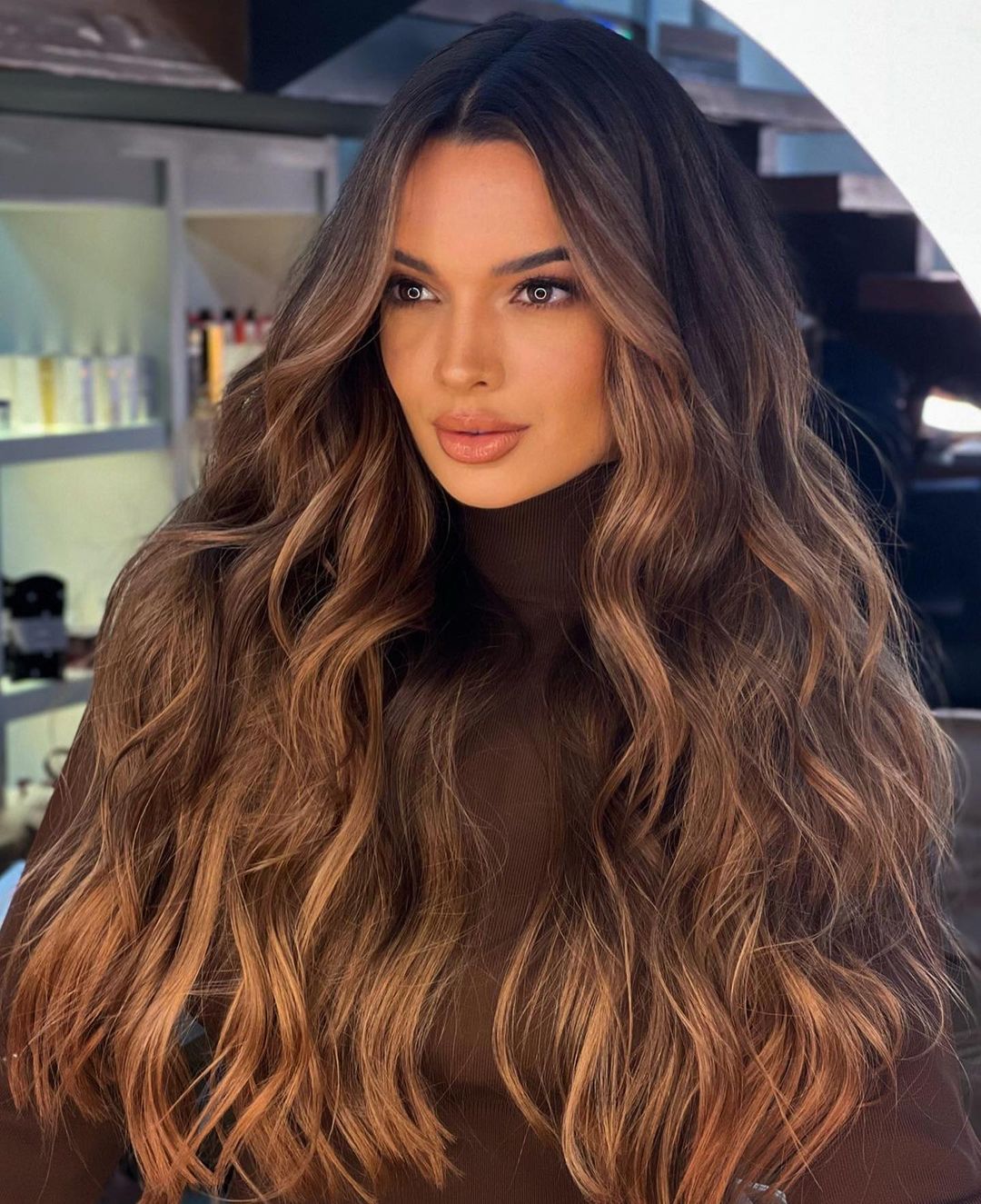 Dark Brown Mid-Back With Warm Blonde Balayage Dark Brown Mid-Back With Warm Blonde Balayage — Classy Balayage Highlights