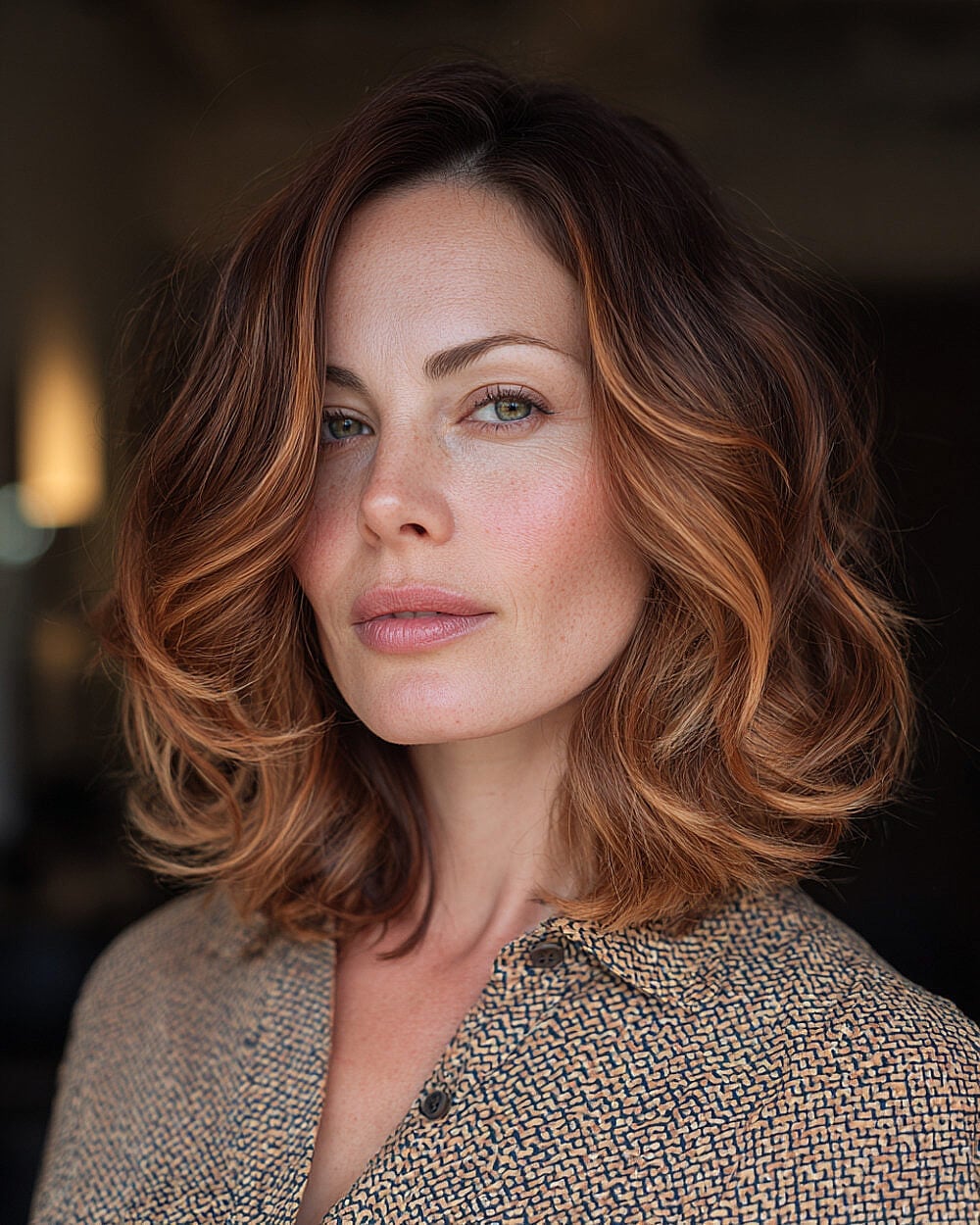 Angled Bob With Copper Balayage Angled Bob With Copper Balayage — Classy Balayage Highlights