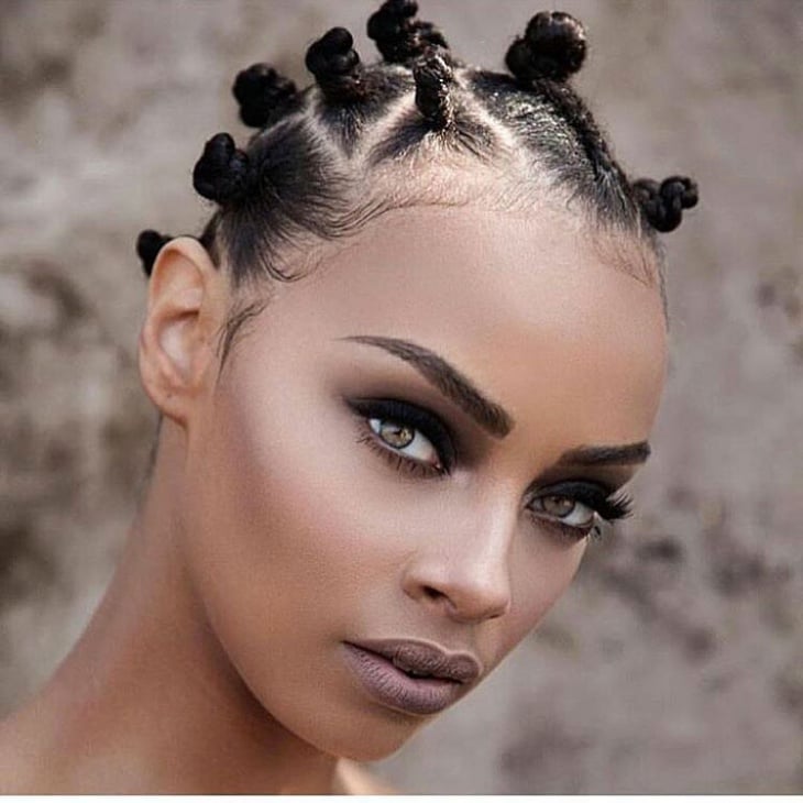 Sharp Bantu Knots with Smoky Eye Makeup, Everyday Version Sharp Bantu Knots with Smoky Eye Makeup, Everyday Version — Classy Bantu Knots