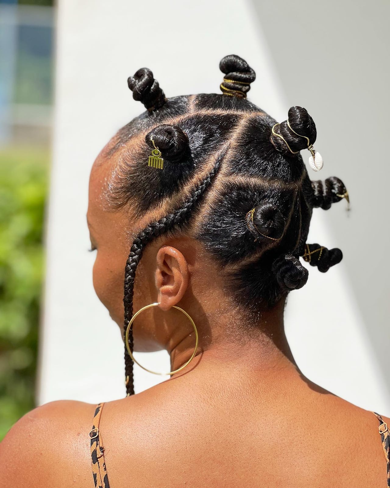 Bantu Knots with Gold Hair Cuffs and Shell Charm, Softer Variation Bantu Knots with Gold Hair Cuffs and Shell Charm, Softer Variation — Classy Bantu Knots
