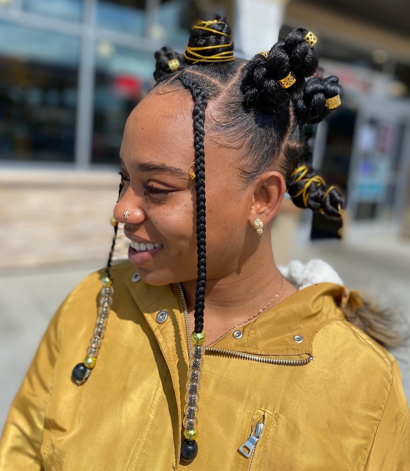 Bantu Knots with Beaded Braids and a Fur-Trimmed Jacket Bantu Knots with Beaded Braids and a Fur-Trimmed Jacket — Classy Bantu Knots