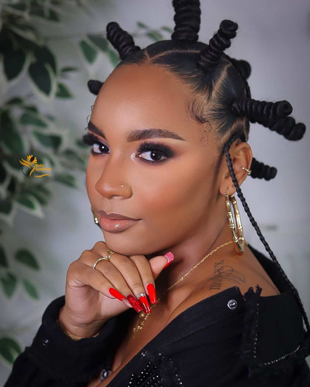 Bantu Knots with an Off-The-Shoulder Top and Rings, Softer Variation Bantu Knots with an Off-The-Shoulder Top and Rings, Softer Variation — Classy Bantu Knots