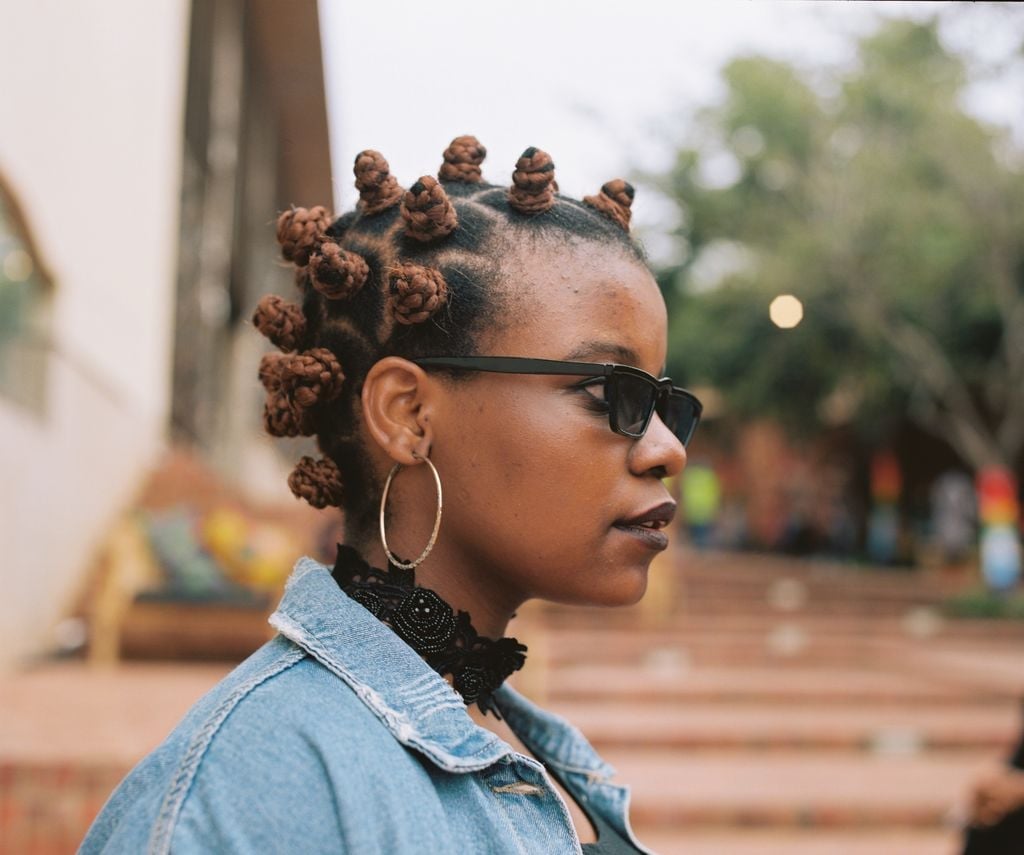 Bantu Knots with a Denim Jacket and Choker and Hoop Earrings Bantu Knots with a Denim Jacket and Choker and Hoop Earrings — Classy Bantu Knots