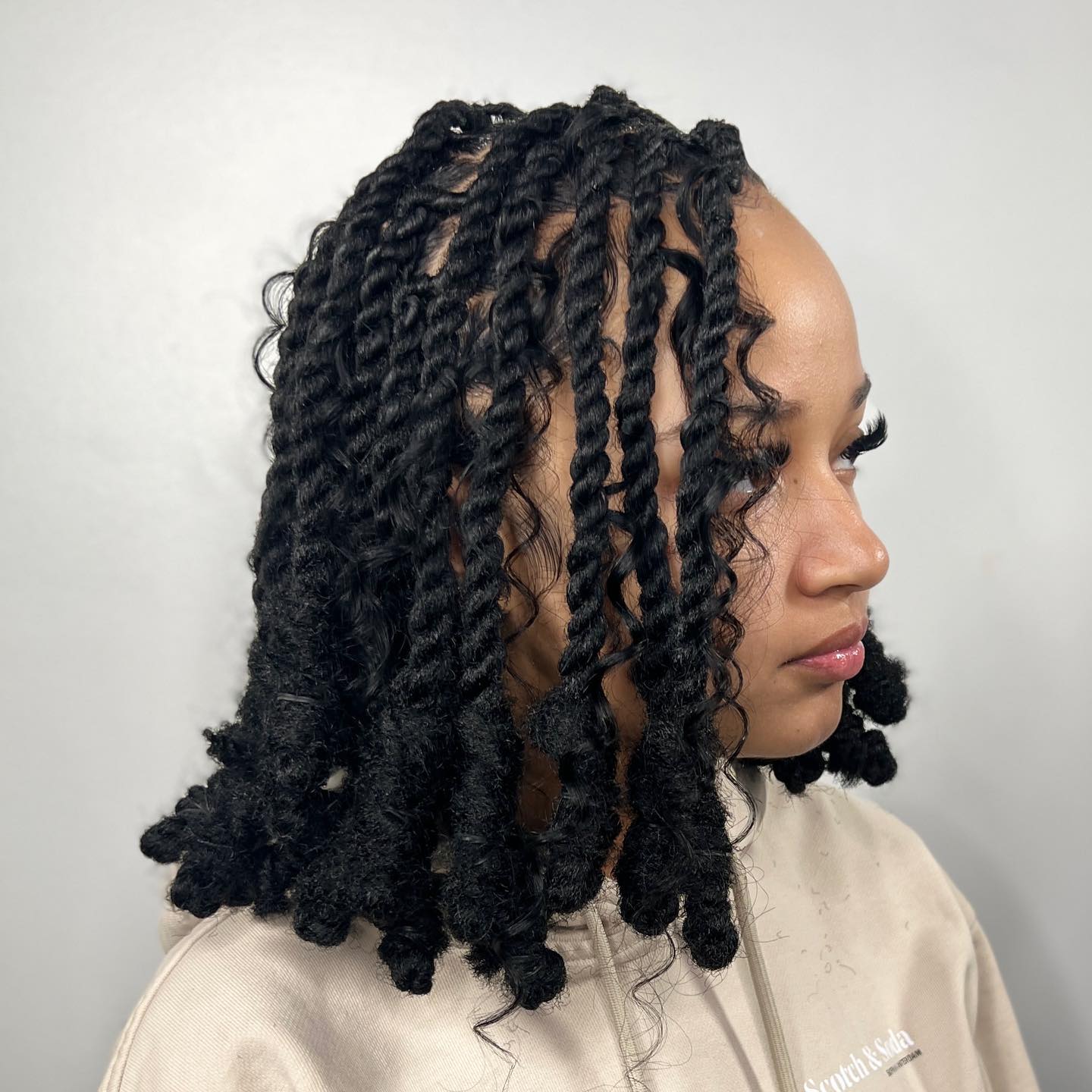 Collarbone Black Barrel Locs With Curls Collarbone Black Barrel Locs With Curls — Classy Barrel Locs