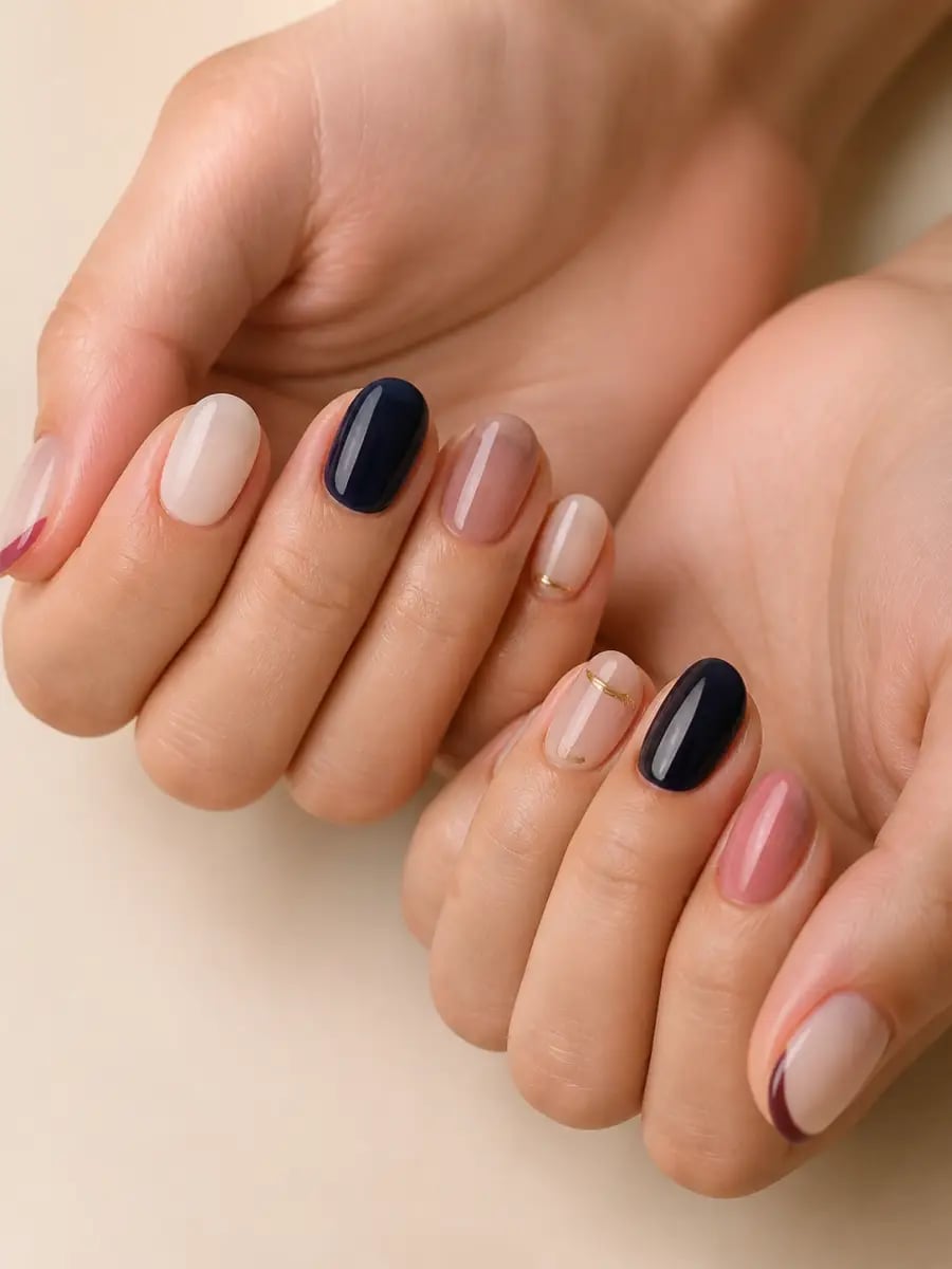 Short Oval Square Mixed Basic Nails Short Oval Square Mixed Basic Nails — Classy Basic Nails