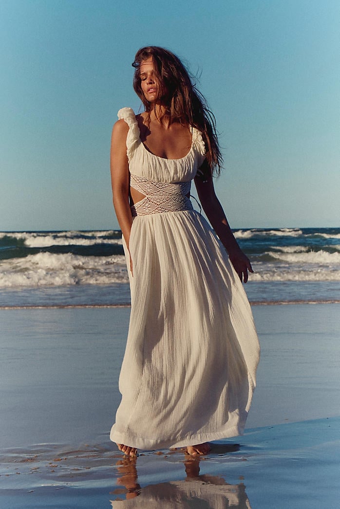 White Textured Dress with Waist Cutouts White Textured Dress with Waist Cutouts — Classy Beach Waves