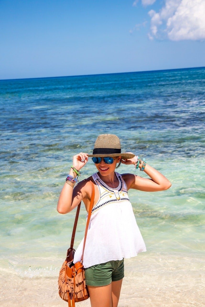 White Embroidered Tank Top with Olive Shorts White Embroidered Tank Top with Olive Shorts — Classy Beach Waves