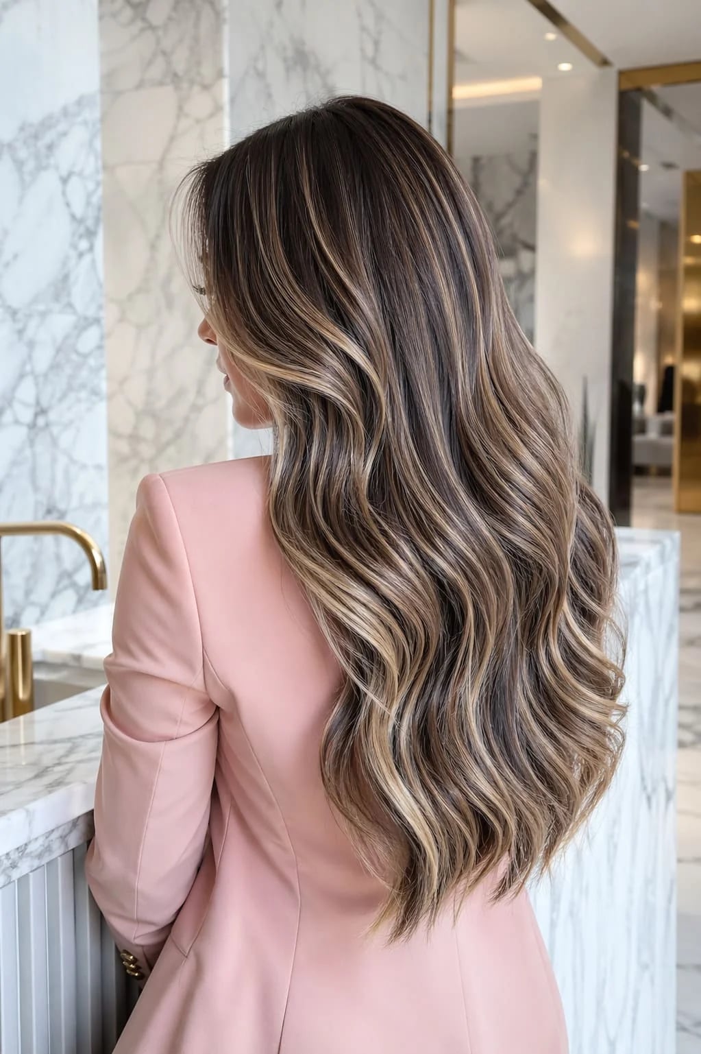 Mid-Back Length With Loose Curls Mid-Back Length With Loose Curls — Classy Beige Highlights