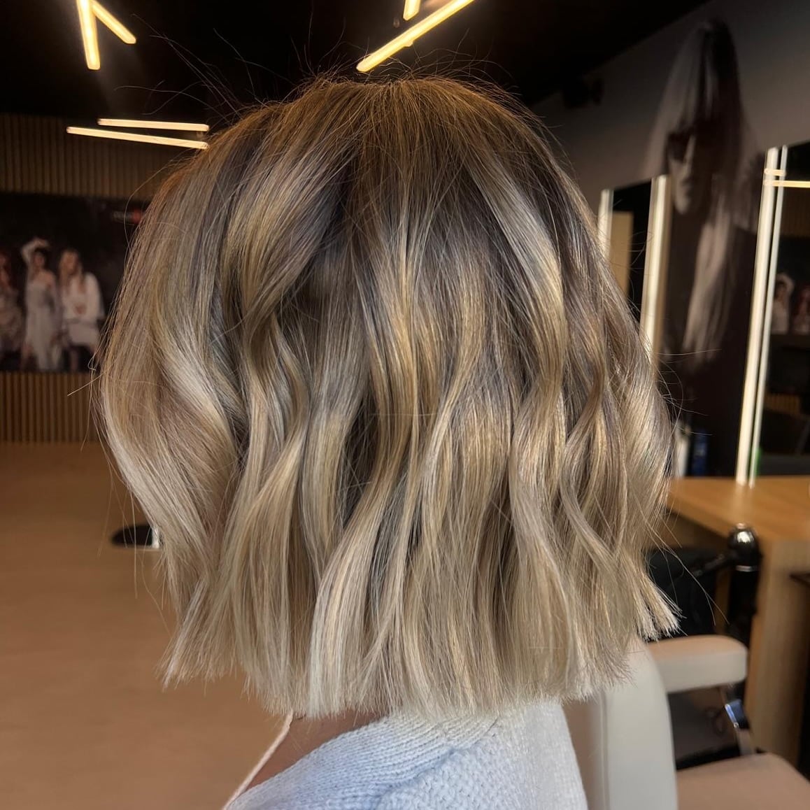 Chin Length Bob With Wavy Style Chin Length Bob With Wavy Style — Classy Beige Highlights