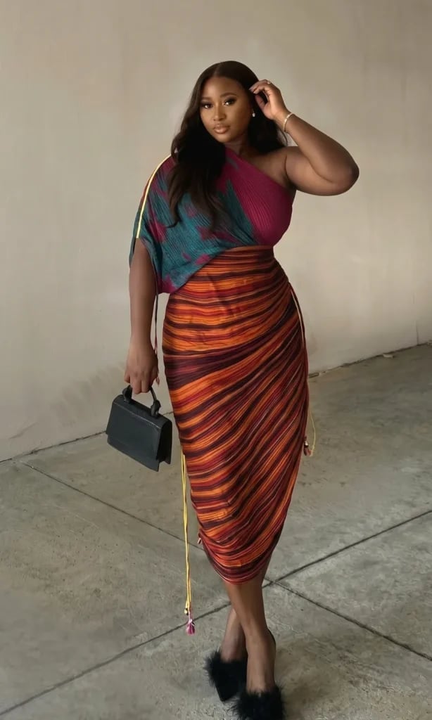 Pleated Top and Ruched Skirt Set Pleated Top and Ruched Skirt Set — Classy Birthday Outfits Black Women